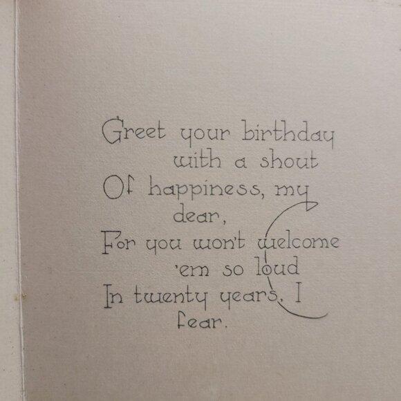 Vintage Happy Birthday Card Girl Bird Illustration Sentimental Poem Crafting - Picture 4 of 6